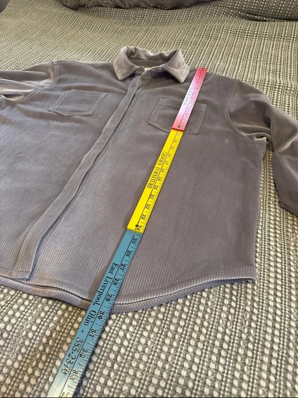 Alo Ribbed Velour Mountain Side Shacket - Fog size Large NWOT